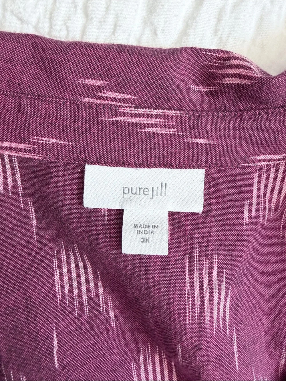 PureJill Relaxed Button Down Shirt Fuschia Purple 100% Cotton Cover Up 3X - Picture 7 of 8